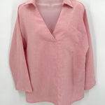 Zanzea Collection Top Women’s M Pink Popover Blouse Vneck Pocket Woven Relaxed Photo 0