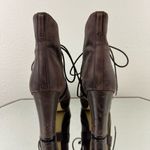 Seychelles  Brown Leather Under Construction Victorian Lace Up Heeled Ankle Boots Photo 6