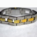 DKNY  Donna Karen Vintage 2 Tone Stainless Link Box Latch Band New Battery Watch Photo 2