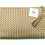 Virginia Wolf Gold Woven Faux Leather Make Up Bag/ Clutch w/ Tassel. New w/Tags Photo 4