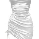 NEW LEAU White Cabo Ruched Satin Slip Mini Dress 2X Photo 0