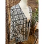 Riah Fashion Gray Open Plaid Cardigan with Pockets L Photo 7