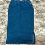 Eddie Bauer Women’s Sz 8 Blue Jean Denim Side Button Maxi Skirt Modest Normcore Photo 0