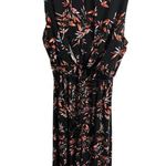 Cynthia Rowley Jumpsuit Womens Large Black Floral Wide Leg Cropped Stretchy Photo 2
