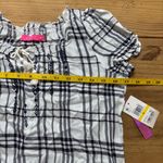 Black and White Smocked Blouse with Cap Sleeves and Rounded Neckline Size M Photo 10