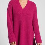 Athleta NWT Shasta V Neck Sweater Oversized Pink Wool Blend XS Photo 0