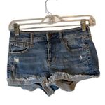 American Eagle  Blue Shortie Super Stretch Denim Jean Shorts Women Sz 0 Photo 0