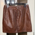 Love Riche  Brown Faux Leather Croc Embossed Mini Skirt Size Large Photo 1