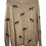 Chico's EUC CHICO’S Nylon/Rayon/Wool/Cashmere Blend Sweater with Cheetahs - size 1 (8) Photo 0