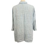 Love Linen J Jill Women's 100% Linen Striped Beachy Lagenlook Tunic Top Sz L Blue Size L Photo 2