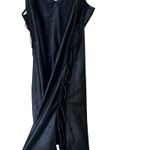 Victoria's Secret Sexy Slip Mini Dress Sz S Black Satin Lace Up Cutout Lingerie Photo 3