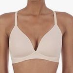 DKNY Small Bra Wireless Microfiber Plunge Smooth Molded Cups Beige Tan DK7664 Photo 0