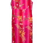 Silks by I.S.C. Silk Sleeveless V Neck Tropical Print Lined Maxi Dress Size XL Pink Photo 1