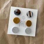 Handmade Clay Stud Earrings, Lightweight, Neutrals (Set/3) Photo 0