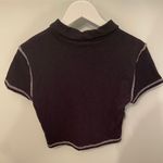 Forever 21 Black Collared Crop Top With White Outline Photo 3