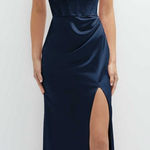 After Six  6888 Strapless Corset Satin Gown Midnight Navy Blue 10 Photo 0