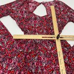 Billabong Romper Womens Medium Red Pink Floral Worlds Collife Cutout Bell Sleeve Photo 7