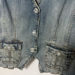 Younique Y2K Denim Vest Lg Blue Boho Hippie Punk Grunge Bling Western Biker Top Photo 3