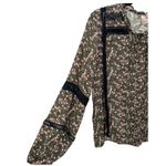 Dolan Anthropologie Lorien Lace Peasant Floral Print Long Sleeve Blouse Top Med Green Photo 4