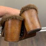 Charles David  Leather Faux Fur Lined Black Clogs Photo 2