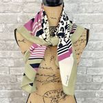 BAYRON Stripe Animal Print Satin Scarf Green Photo 0