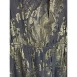 Akiko  Womens Racerback Cinch Waist Dress 100% Silk  Grey Gold Overlay Sz X-Small Photo 2