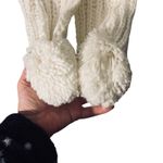 Charter Club White Knit Scalloped Crochet Pom Pom Trim Scarf Women Sz OS Photo 1