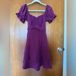 LYANER Women's Tie Back Off Shoulder Wrap Layer Ruffle Short Sleeve Mini Dress Purple Size L Photo 3