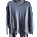 Monrow Gray Embroidered Hearts Super Soft Fleece Sweatshirt & Joggers XS/S Photo 1