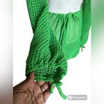 SheIn Green Crochet Cutout Ring Swim Cover Up Dress Size Small Long Sleeve Open Back Photo 2