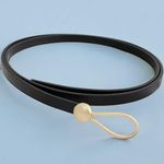 Black Trendy Knotted Skinny Thin Belt For Women Classic Solid Color Faux Leather Photo 10