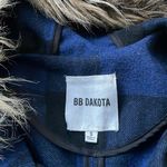 BB Dakota Jaslene buffalo plaid check fur hood long coat Photo 2