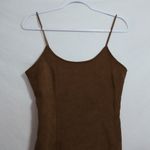 Rokoko  Brown Spaghetti Strap Faux Suede Mini Dress Festival Size L Photo 1