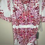 Julia Jordan BNWT  button up maxi dress white red floral tie waist women’s 12 Photo 8