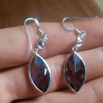 Simulated Purple and White Diamond Sterling Silver Dangle Earrings Photo 12