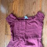 Full Tilt maroon pink babydoll smocked top Photo 1