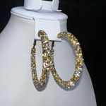 Silver and Gold Chunky Sparkle Hoop Earrings Gold Photo 3