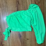 Skylar Rose  Womens Neon Green Crop Blouse One Sleeve Side Bow Size Small Photo 3
