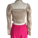 Urban Honey O. Vianca Gleam On Satin Tie Front Top Gold Size M Photo 8