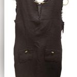 Karl Lagerfeld  Dark BLUE Frayed Edge Tweed DRESS Size 14 Photo 0