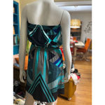 EXPRESS Women's  mini Dress Size M Blue Teal Geometric Print Strapless Photo 1