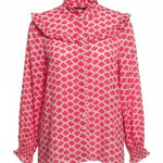 Vineyard Vines  Pink & White Ruffle Long Sleeve Blouse Top Shirt Size Small Photo 0