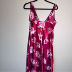 Vintage 90s California Dynasty Pink Floral Satin Slip Dress Womens M Ribbon Size M Photo 2