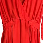 ASOS Elegant Red Dress Pleated Skirt Button Detail Rayon NWT Size 6 Cocktail Photo 2