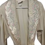 Bill tice beige cream soft with embroidered collar long belted robe size small Photo 4