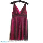 Jovani  Fuschia & Black Glitter Tulle Cocktail Dress Size 4 Photo 6
