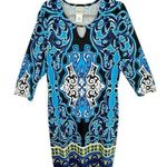 Bedford Fair Colorful 3/4 Sleeve Stretchy Mid Dress Made In USA Size M Size M Photo 0