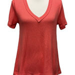 White Crow  Anthropologie Women's‎ V-Neck Short Sleeve T-Shirt Size S Coral Pink Photo 0