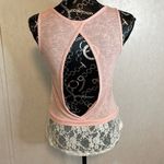 Papaya  Peach Pink Tank Blouse Open Back Lace Hem Pocket NWOT Size Small‎ Photo 2