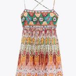 ZARA  strappy embroidered multi Colorful Bohemian Summer mini  Dress NEW Photo 6